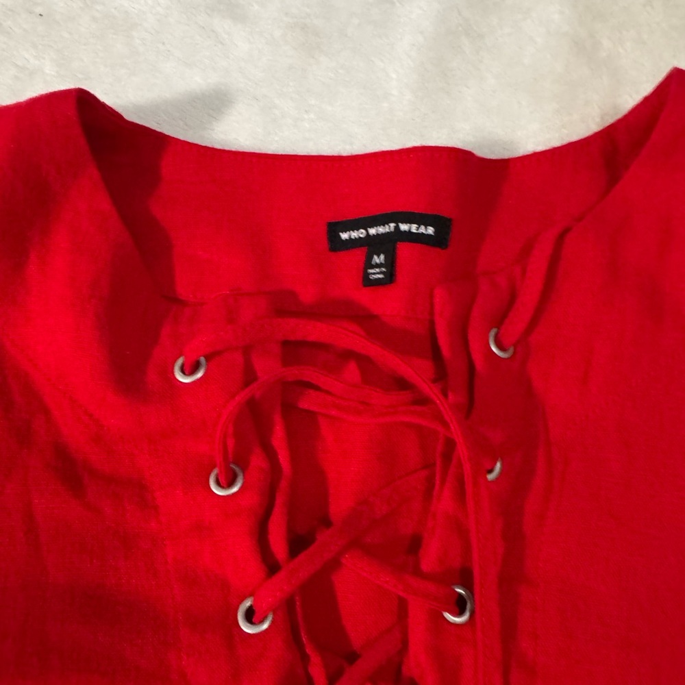 Who What Wear Scarlet Lace-Up Blouse